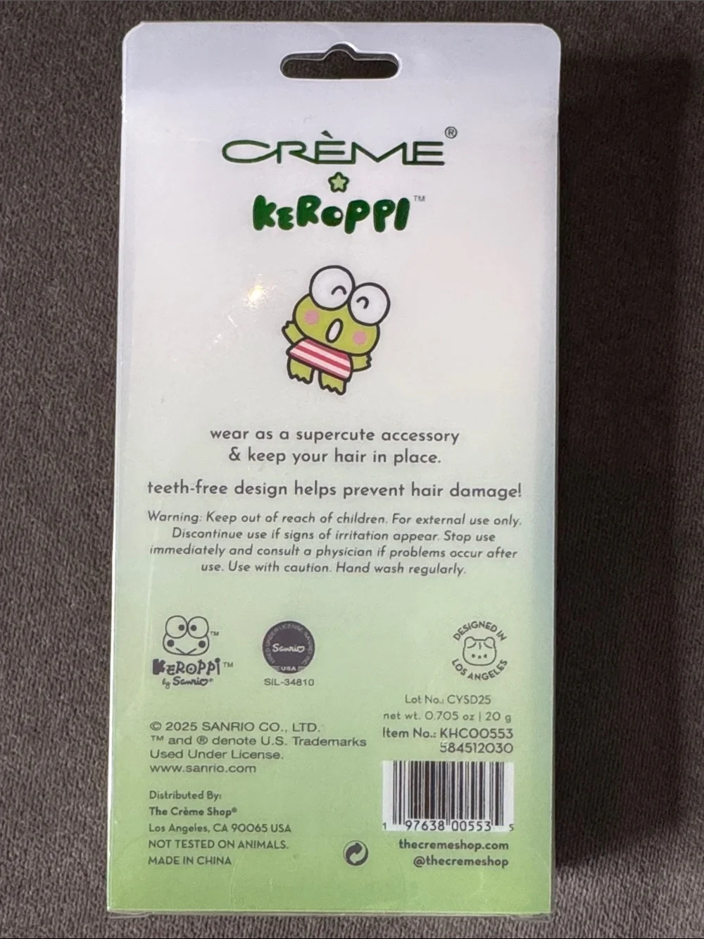 Crème x Keroppi Crease Free Hair Clips (2 Packs of 4) Sanrio NEW